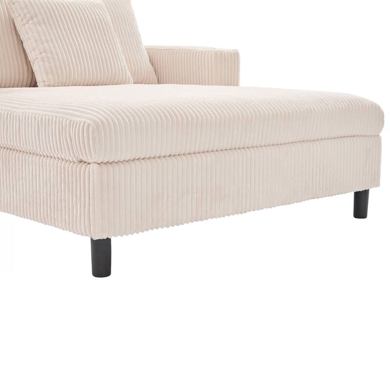 Modern Corduroy Oversized Recliner Sofa with Deep Seat, 3 Pillows, USB Charging, RGB LED Light Strip, Cup Holder, Side Pocket