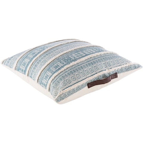 Baruska Handwoven Striped Floor Pillow with Handle