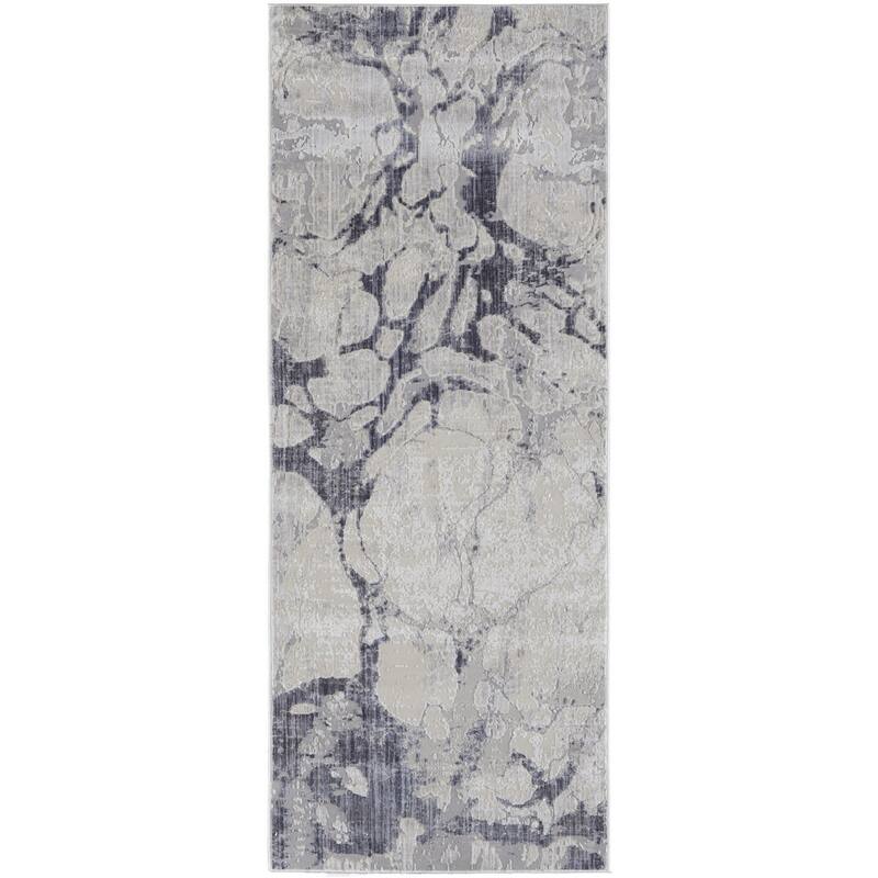 Wuseh Power Loomed Distressed Abstract Modern Non Skid Area Rug By HomeRoots - 10' Runner