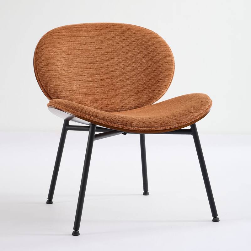 Mid-Century Modern Shell Chair Single Side Chair Tripod,Fabric Lounge Chair In Walnut Finish Comfortable Backrest