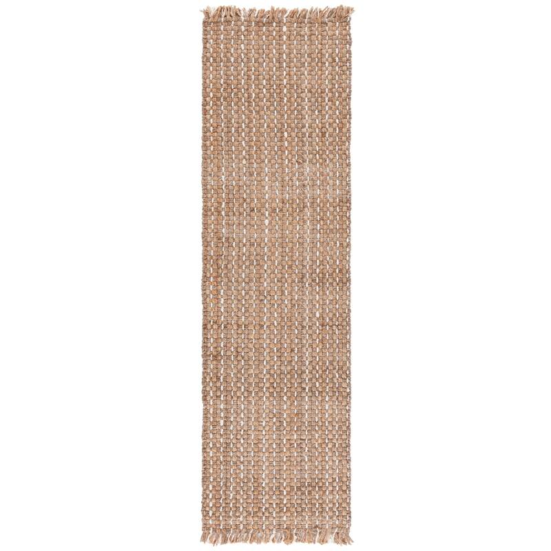 SAFAVIEH Handmade Natural Fiber Mikalah Farmhouse Fringe Jute Rug - 2'3" x 8' Runner - Natural/Ivory