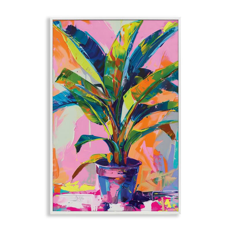 Stupell Vivid Saturated House Plant Framed Giclee Art Design By LSR Design Studio - 16 x 24 - White