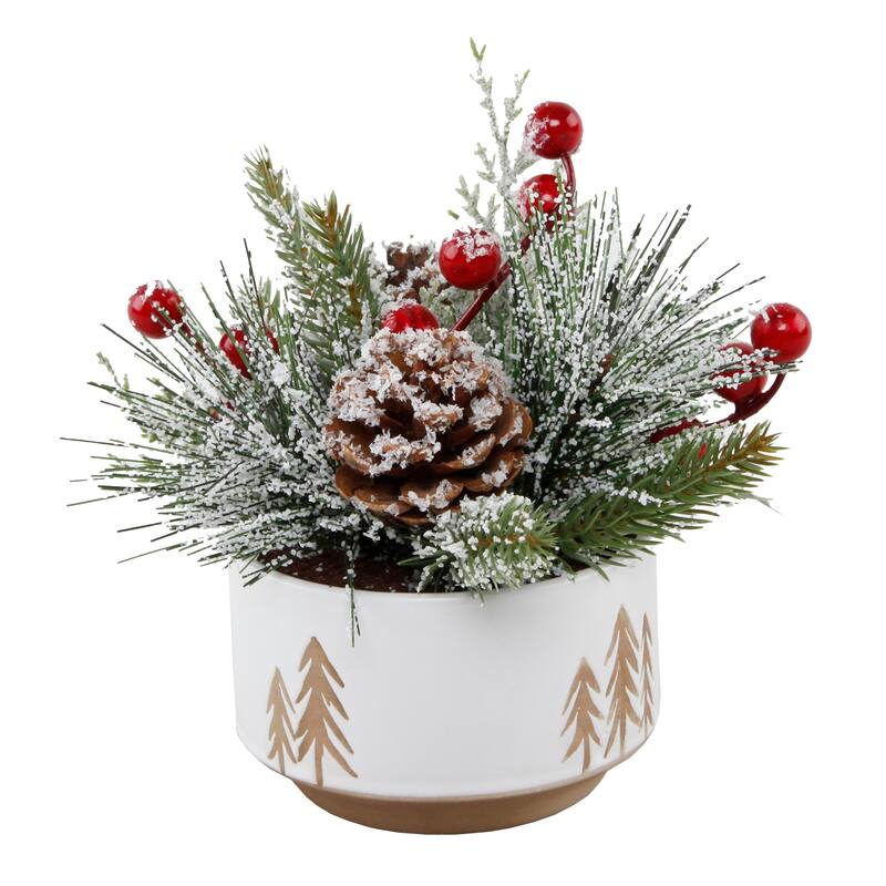 XMAS MIX IN 4.25" Ceramic Reverse Tree Pot, SM