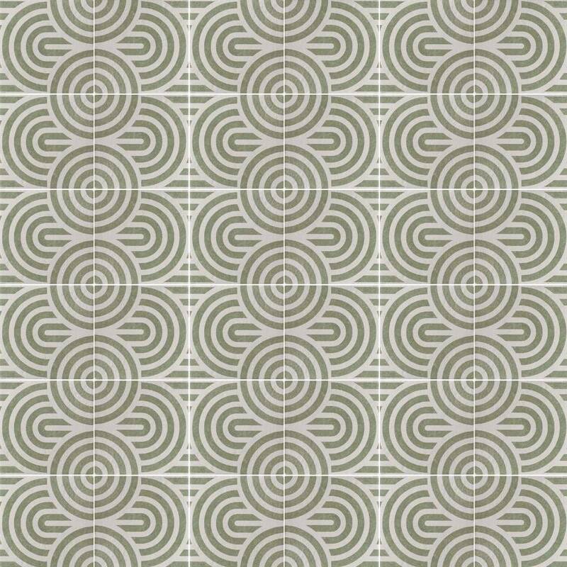 Verity Waves 8x8 Matte Porcelain Encaustic Tile - Floor, Wall, Backsplash