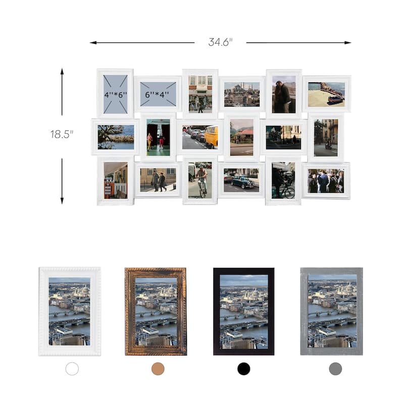 18 Openings Family Photo Frame 4x6 Picture Frame Collage Large for Wall Decor