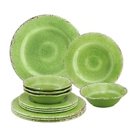 UPware Crackle Melamine Salad Plate Set - 8.75 Inch Round Plates, BPA-Free, Dishwasher Safe, Turquoise, 6 Pack