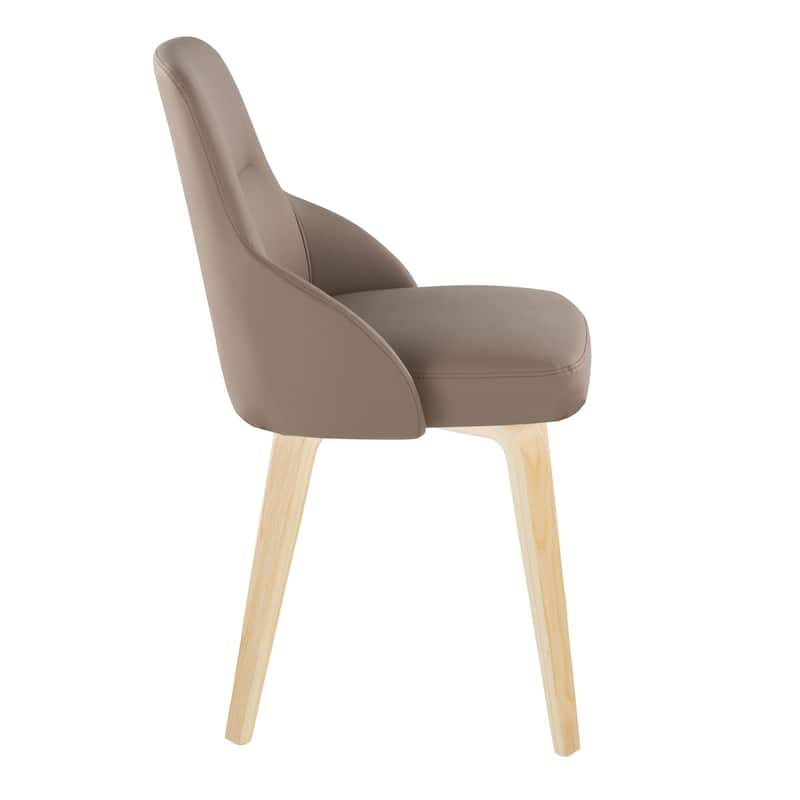 York Upholstered Contemporary Chair in Natural Wood - Set of 2