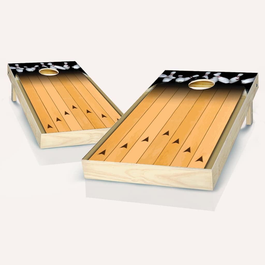 Bowling Lane Outdoor Cornhole Board Game Set