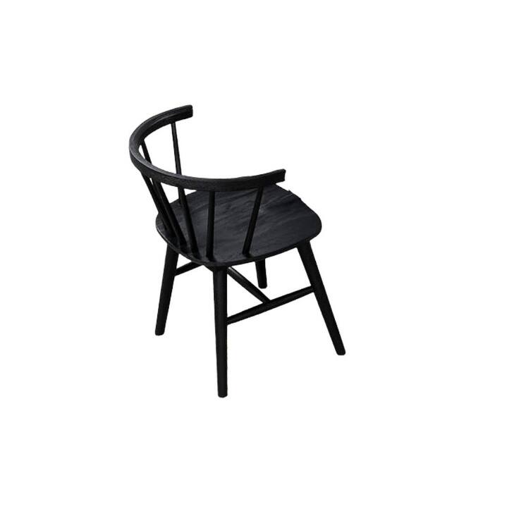 Black Finish Mid-Century Modern Style, 2pc Dining Chair Shaker Legs Molded Seat Spindle Back Dining Room