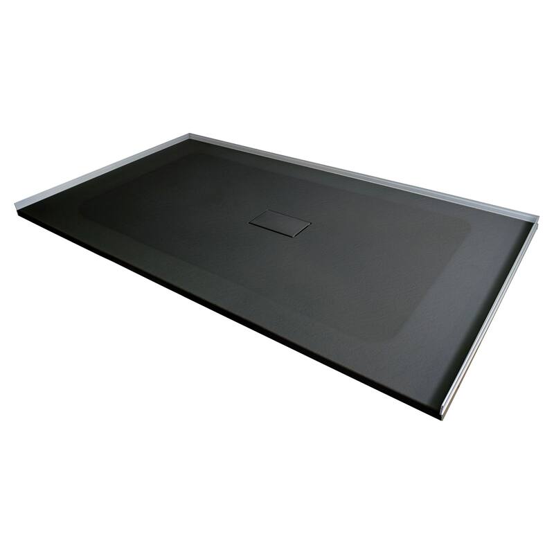 Transolid FZS6040C-09 60-in L x 39.4-in W Zero Threshold Center Drain Shower Base, Black - 60-in L x 39.4-in W