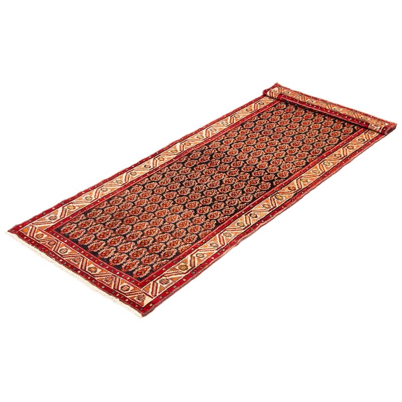 ECARPETGALLERY Hand-knotted Andelz Navy Wool Rug - 3'5 x 9'7