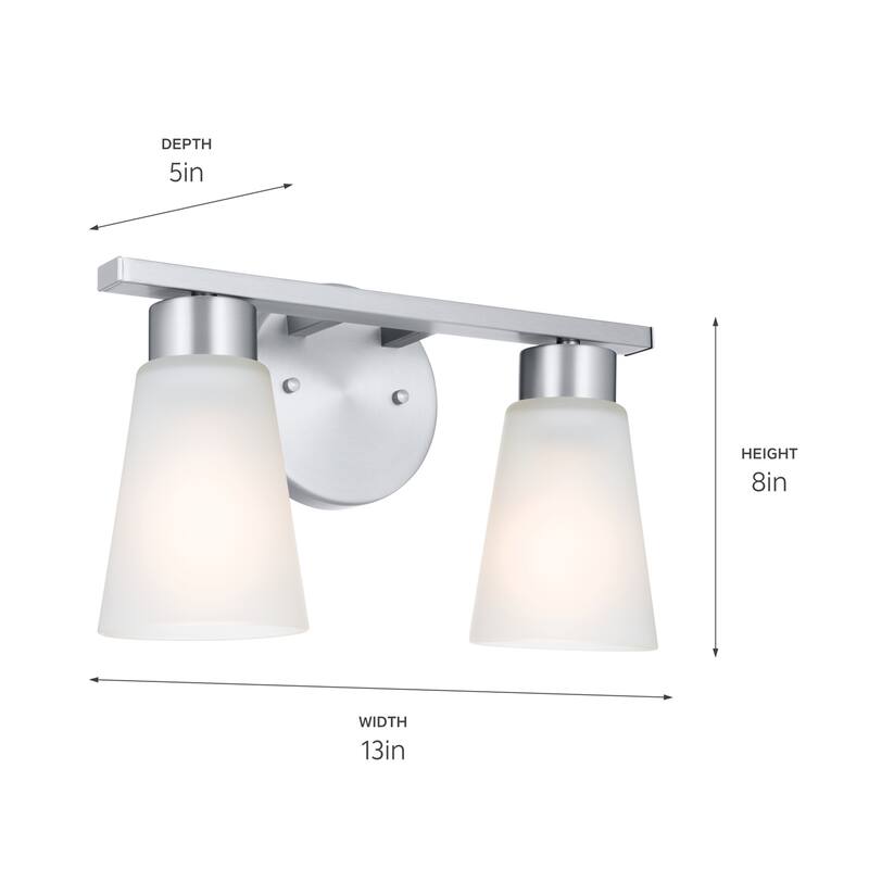 Kichler Lighting Stamos 13 in. 2-Light Modern Bathroom Vanity Light