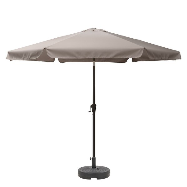 grey patio umbrella with base