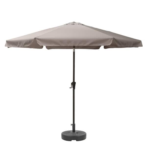 Shop Black Friday Deals On Corliving 10 Round Tilting Swith Grey Patio Umbrella With Round Base Overstock 31730762