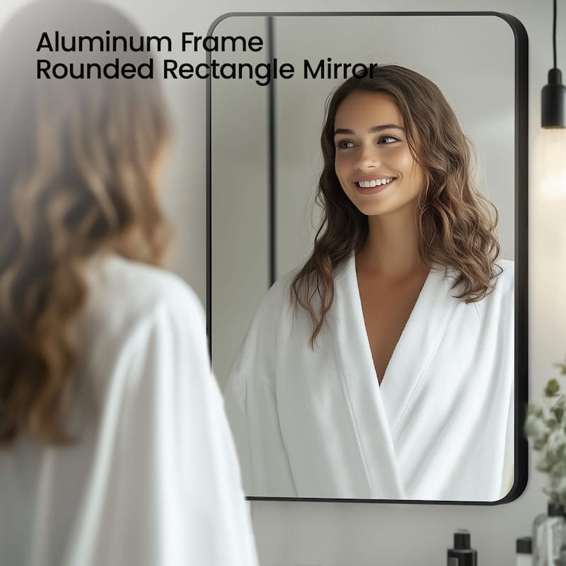 24 x 36 Inch Shatterproof Wall Mount Metal Frame Mirror