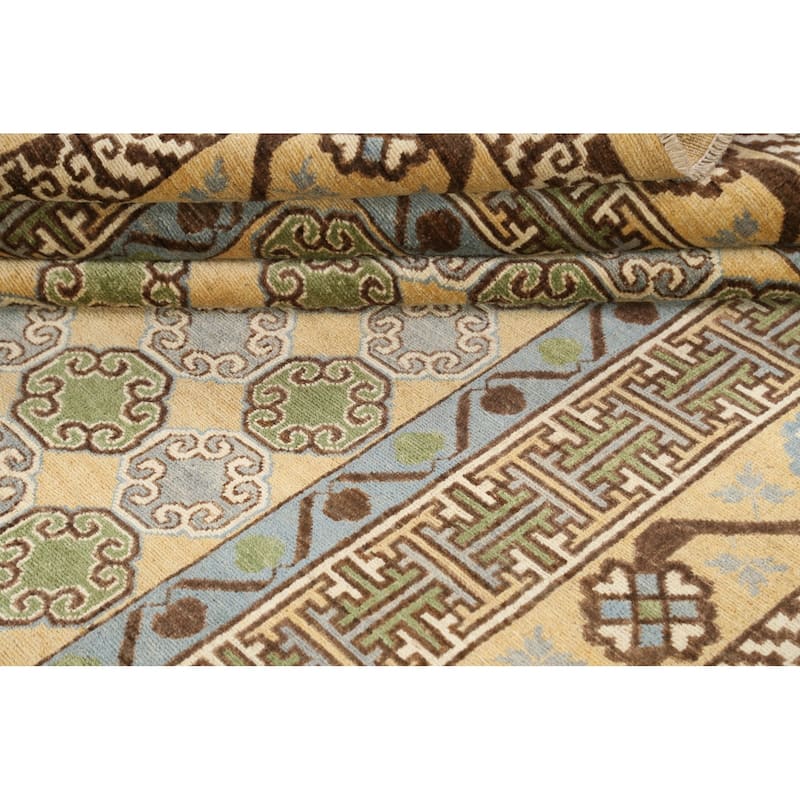 Vegetable Dye Khotan Oriental Wool Area Rug Hand-knotted Office Carpet - 6'4" x 9'4"