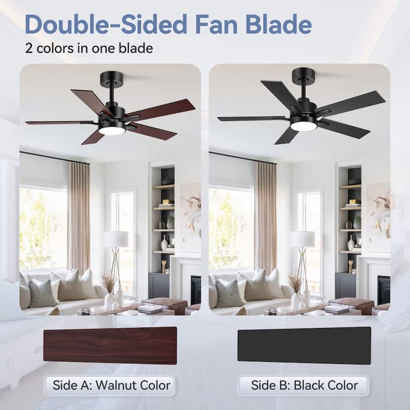 Breezary 52/42-IN LED Ceiling Fan with Light Kit and Remote-5 Blade