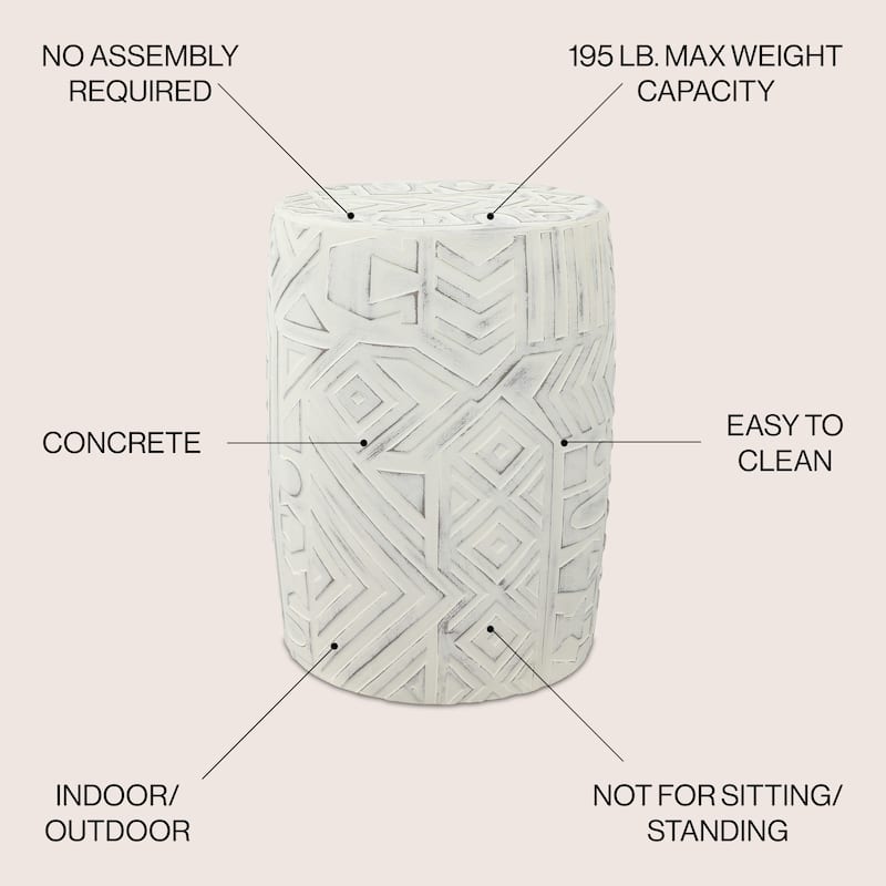 Yoli 17.75" Transitional Bohemian Geometric Drum Garden Stool, by JONATHAN Y