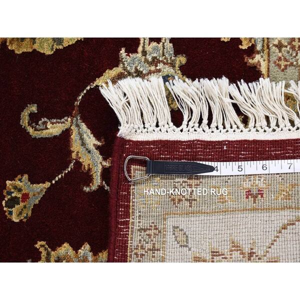 Shahbanu Rugs Mahogany Red, Wool and Silk, Rajasthan Design, Hand ...