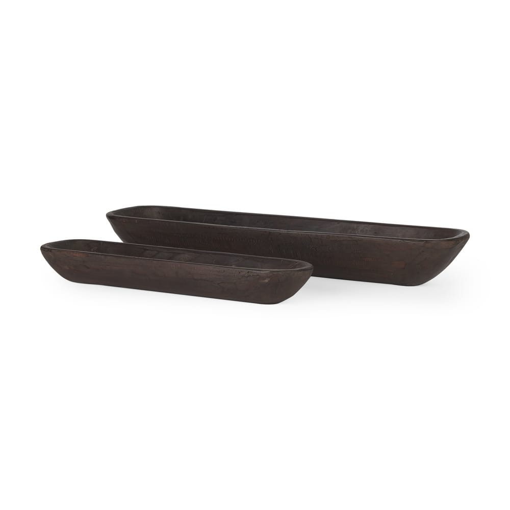 Athena Light Brown Reclaimed Wood Trays (Set of 2)