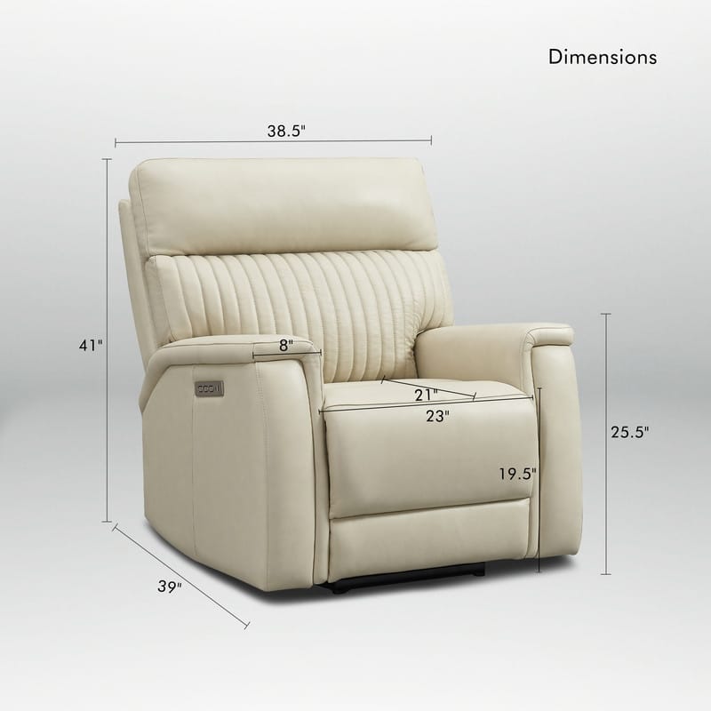 Genuine Leather Zero Gravity Power Reclining Sofa with Headrest, Lumbar & USB, Living Room Set