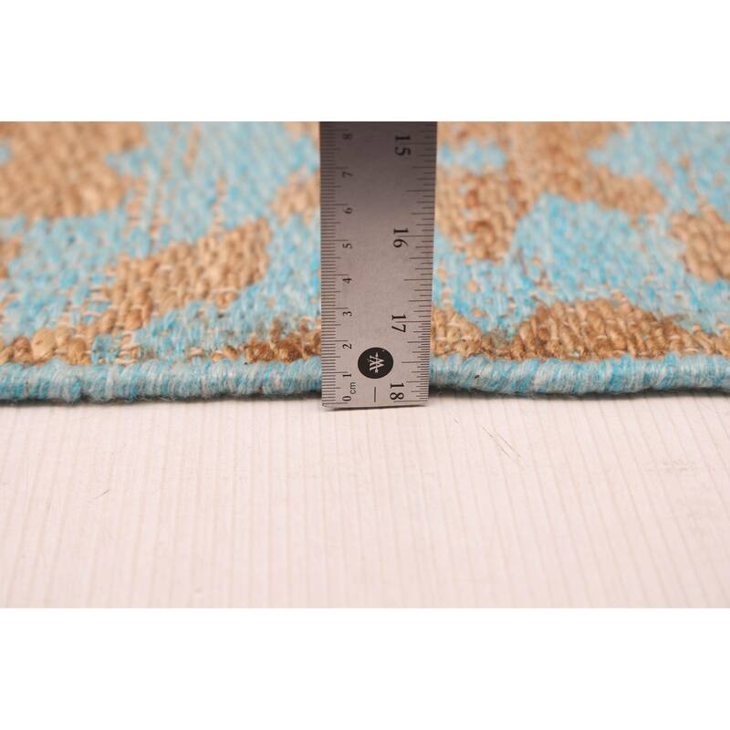 ECARPETGALLERY Flat-Weave Palas Denizli Light Blue, Tan Kilim - 5'4 x 7'6