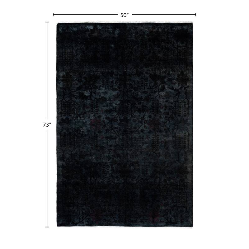 Overdyed One-of-a-Kind Hand-Knotted Area Rug - Green - 4' 2" x 6' 1"