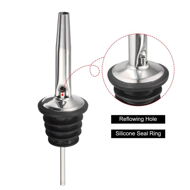 2pcs Stainless Steel Liquor Pourer Flow Wine Bottle Pour Spout, Silver