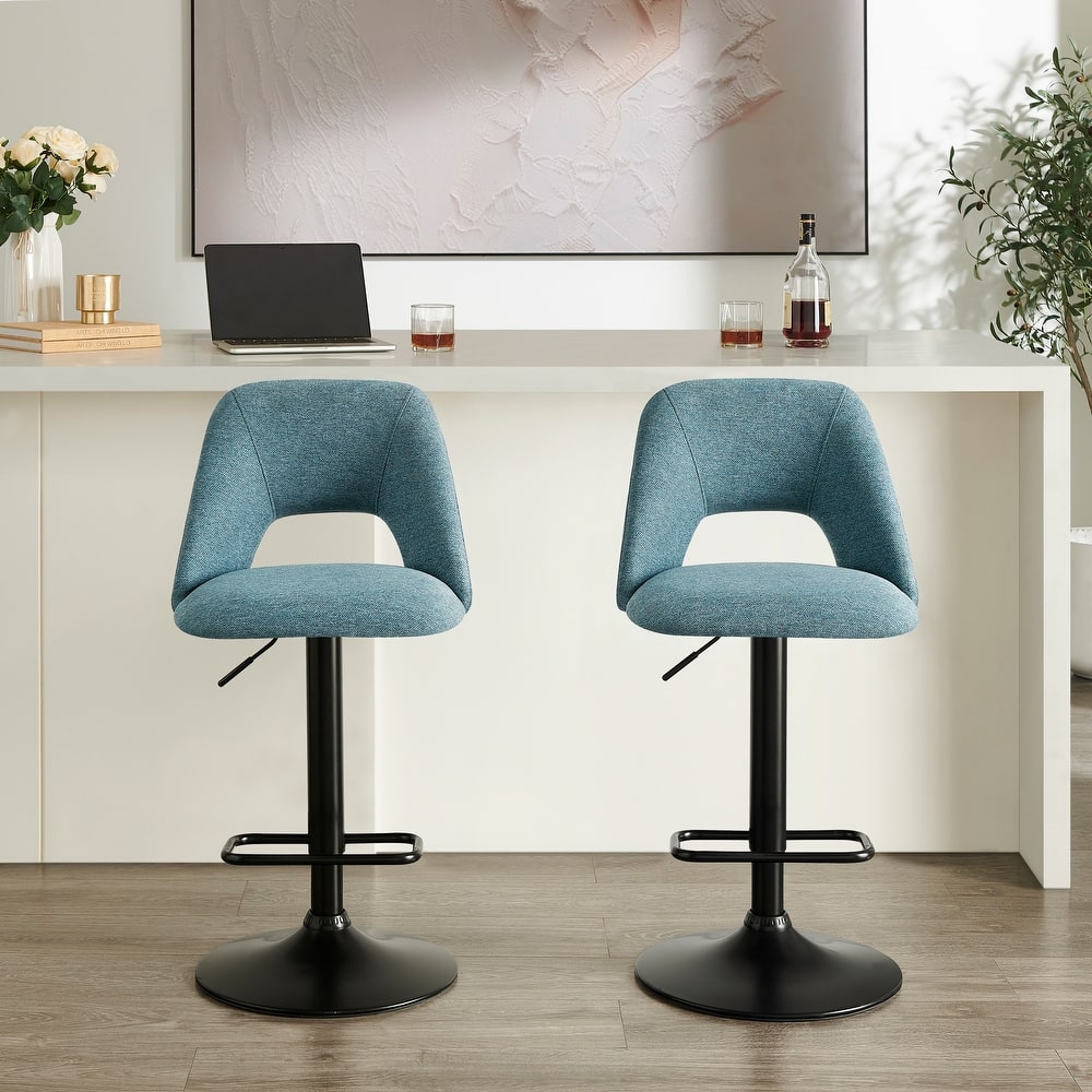 Roundhill Furniture Nuvia Contemporary Adjustable Barstool with Upholstered Swivel Seats, Set of 2