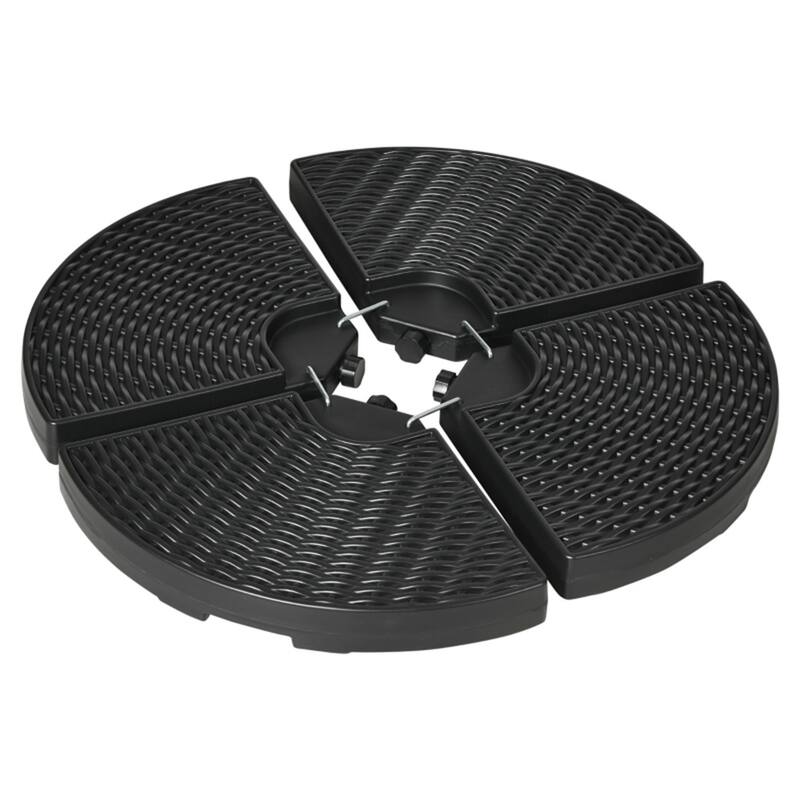 HDPE Cantilever Umbrella Base Weight Plate Set 4 Piece Sand or Water Fillable with Wicker Style Finish - 39.25" Dia. x 3.25" H