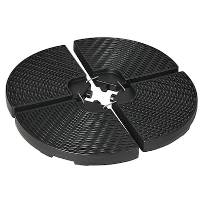 HDPE Cantilever Umbrella Base Weight Plate Set 4 Piece Sand or Water Fillable with Wicker Style Finish - 39.25" Dia. x 3.25" H