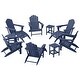 preview thumbnail 37 of 156, Aderson Outdoor Poly Adirondack Chair With Ottoman And Side Table 12-Piece Set Navy Blue