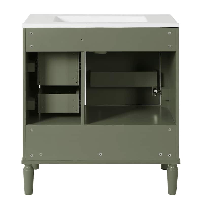 30" Bathroom Vanity with Ceramic Sink Combo, Soft-Close Door Bathroom Storage Cabinet with 3 Drawers