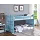 preview thumbnail 1 of 1, Twin over Twin Size Metal Bunk Bed with Ladder and Fence for Kids Blue
