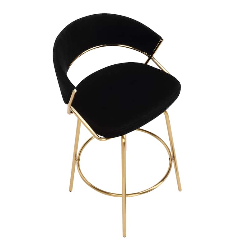 Silver Orchid Tatyana 26" Upholstered Counter Stool with Metal Legs (Set of 2)