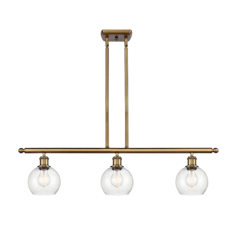 Innovations Lighting Athens 3 Light 36" Island Light - 6" Shade - Brushed Brass/Seedy
