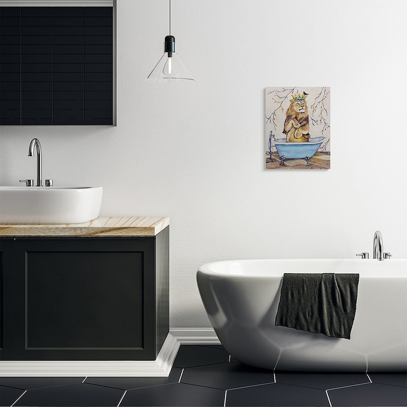 Stupell Regal Jungle Lion in Blue Claw Bath Canvas Wall Art Design By Karen Weber Fine Art