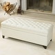 preview thumbnail 9 of 7, Hastings Tufted Ivory Leather Storage Ottoman by Christopher Knight Home Ivory - Medium