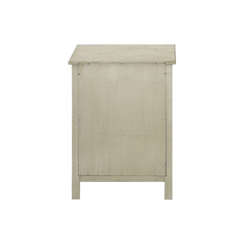 Accent Table, End, Side Table, 2 Tier, Bedroom, Nightstand, Lamp, Storage Drawer, Antique White Veneer, Transitional