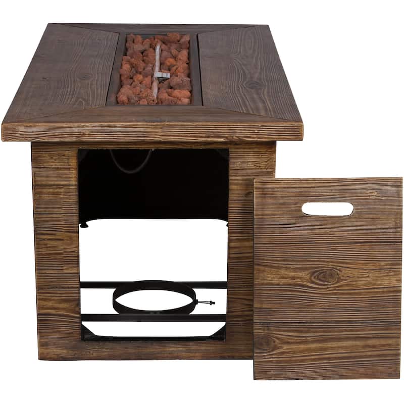 Mariot 48" L x 31" H 50'000 BTU Outdoor Propane Fire Pit Table with Glass Guard and Lava Rocks