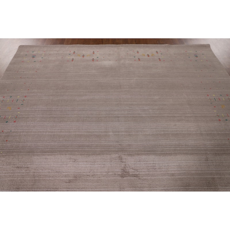 Striped Gabbeh Oriental Area Rug Handmade Wool Carpet - 7'10" x 9'8"