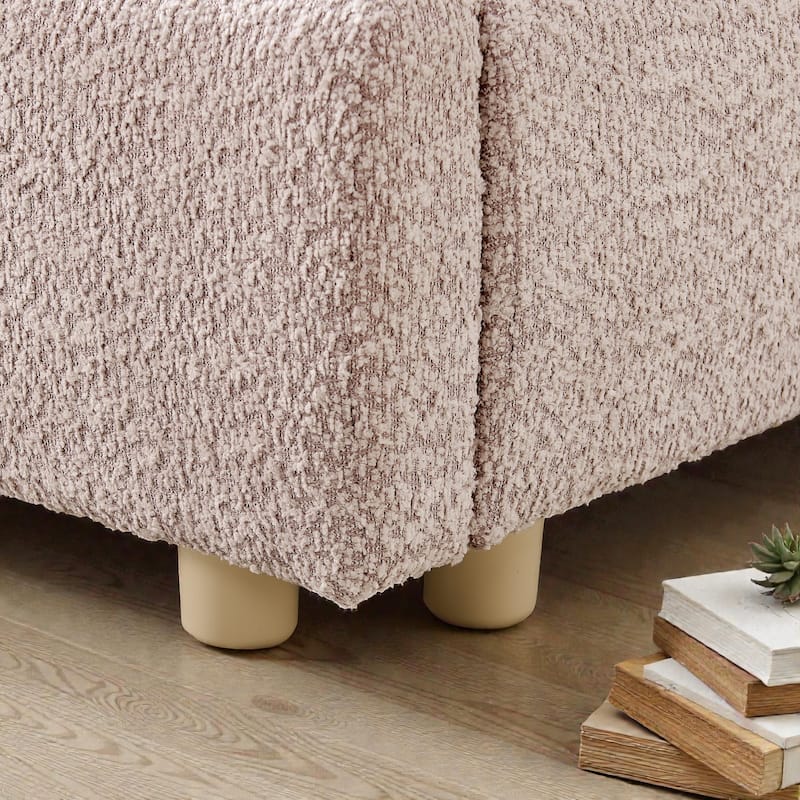 Upholstered Bed Frame with Tall Curved Headboard, Premium Circle Yarn Fabric, Modern Minimalist Platform Bed