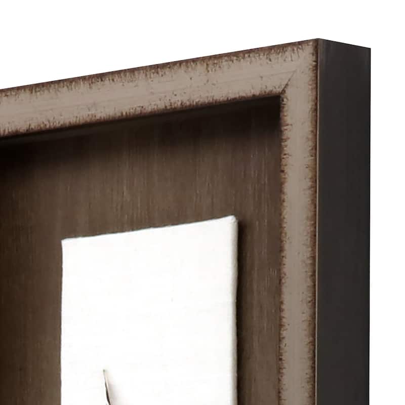 Lady Amhurst Feather Framed Art Mixed Media Shadow Box Under Glass - Brown