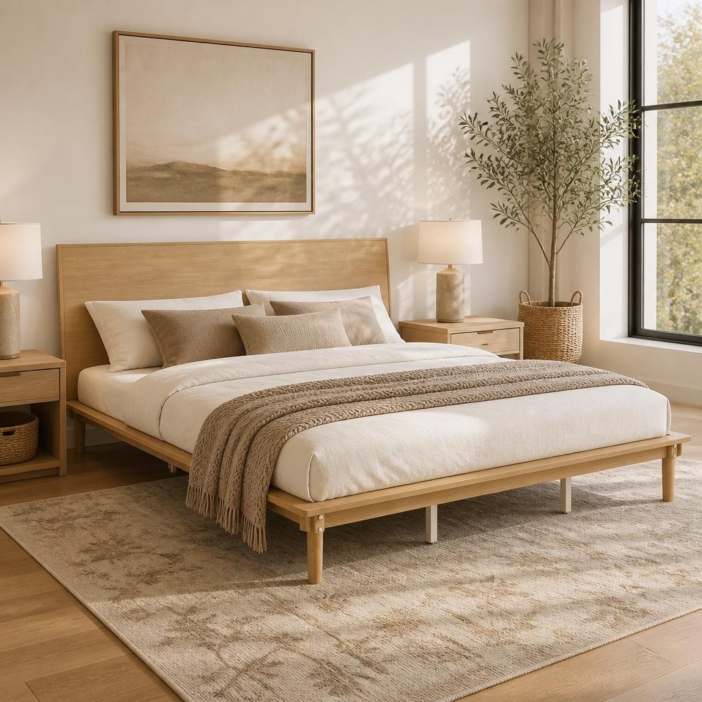 Mid-Century Modern Wood Platform Bed Frame by Harper&Bright Designs
