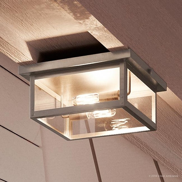 Luxury Modern Farmhouse Outdoor Ceiling, 5.5"H x 12.375"W, with Nautical Style, Stainless Steel Finish by Urban Ambiance. Opens flyout.