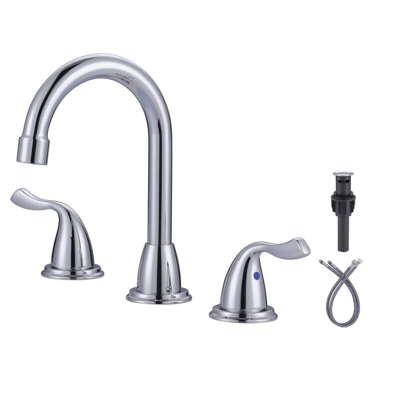 WOWOW 8 Inch Widespread Bathroom Faucet - Chrome