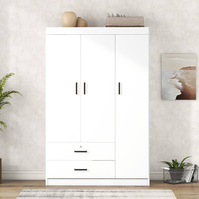 GDFStudio - Elara Contemporary Wardrobe with Drawers and Hanging Rail