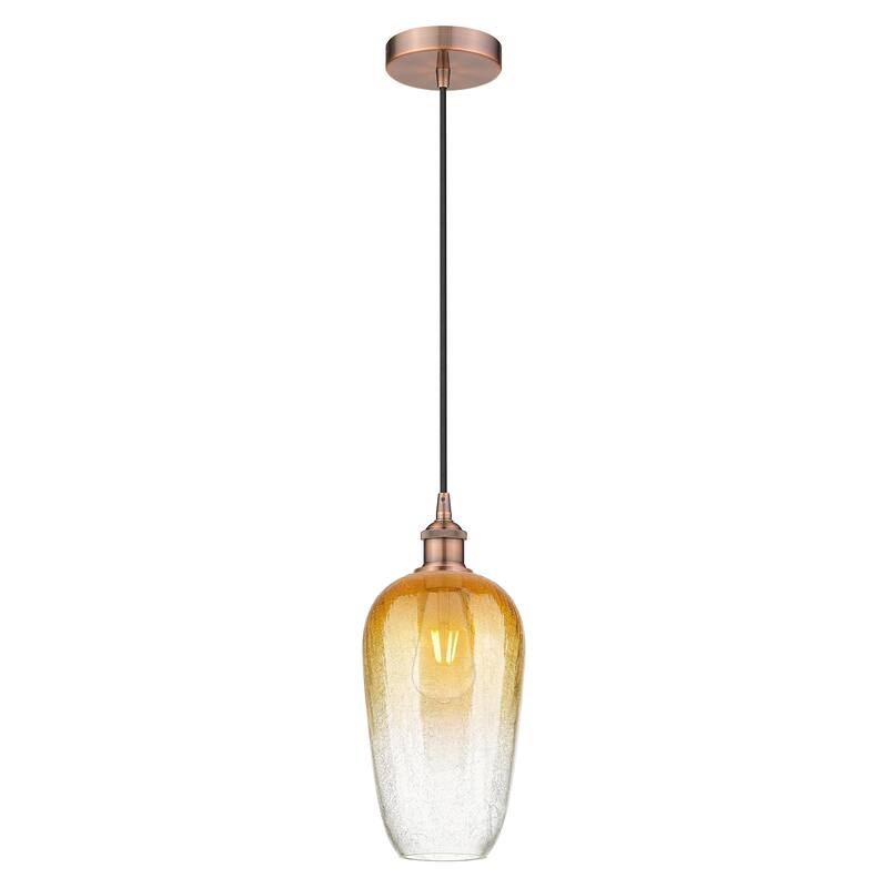 Innovations Lighting Endless Possibilities Edison - Brookhaven Flute - 1 Light 7" Cord Hung Mini Pendant - Antique Copper/Amber