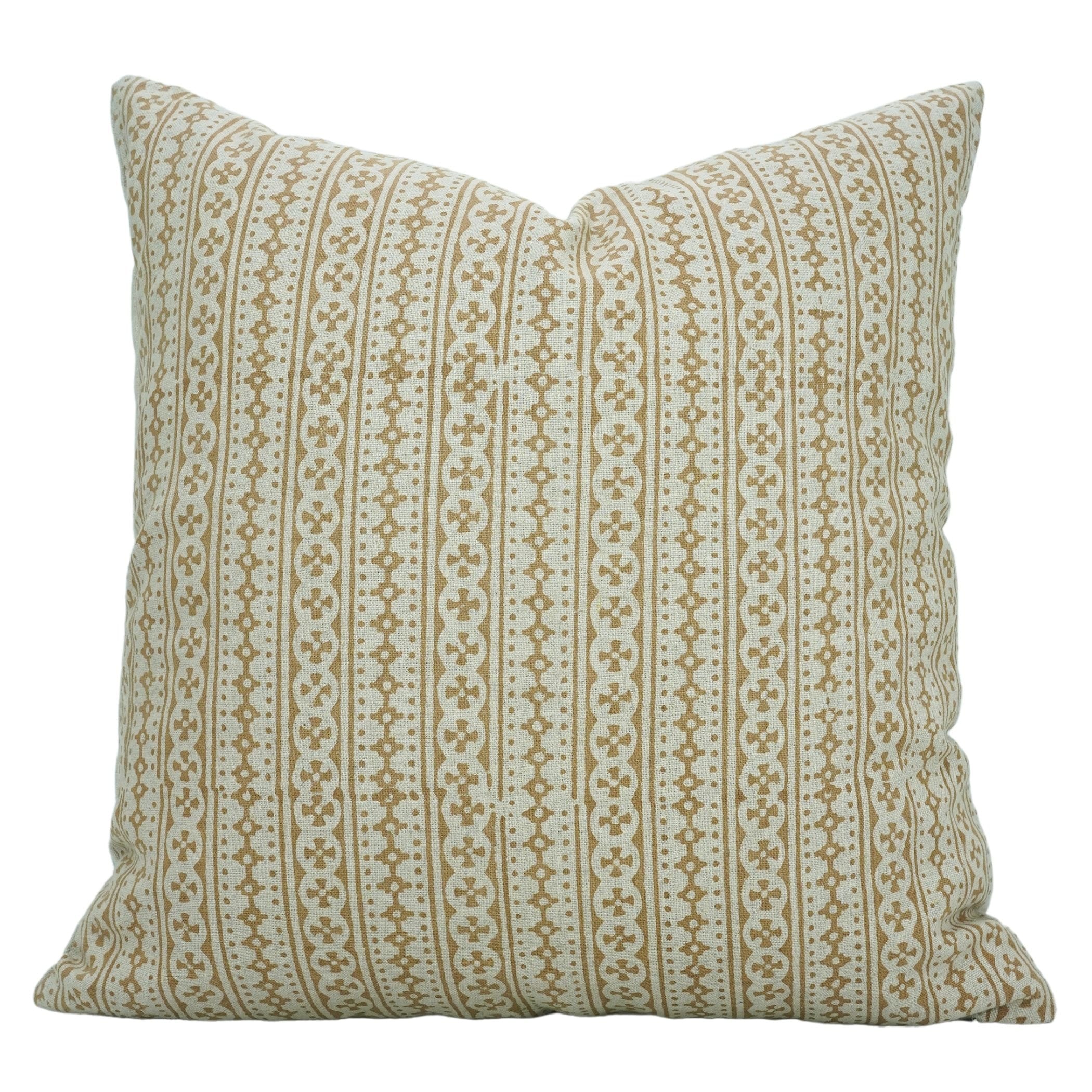 Fabdivine Handmade Floral Block Print Pure Linen Pillow Cover Sofa Bed Décor, Doji