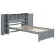 preview thumbnail 9 of 22, Twin Size Platform Bed with Storage Headboard, 3-Shelves, 2-Side Lockers, Solid Pine Wood Frame for Bedroom, Grey